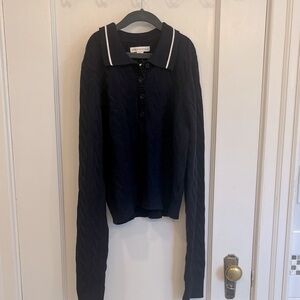 Aeropostale Dark Blue Cable Knit Polo